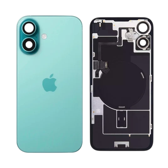 Apple iPhone 16 Backcover Glass - With Camera Frame + Iron Plate + NFC Magnet - Teal Green OEM