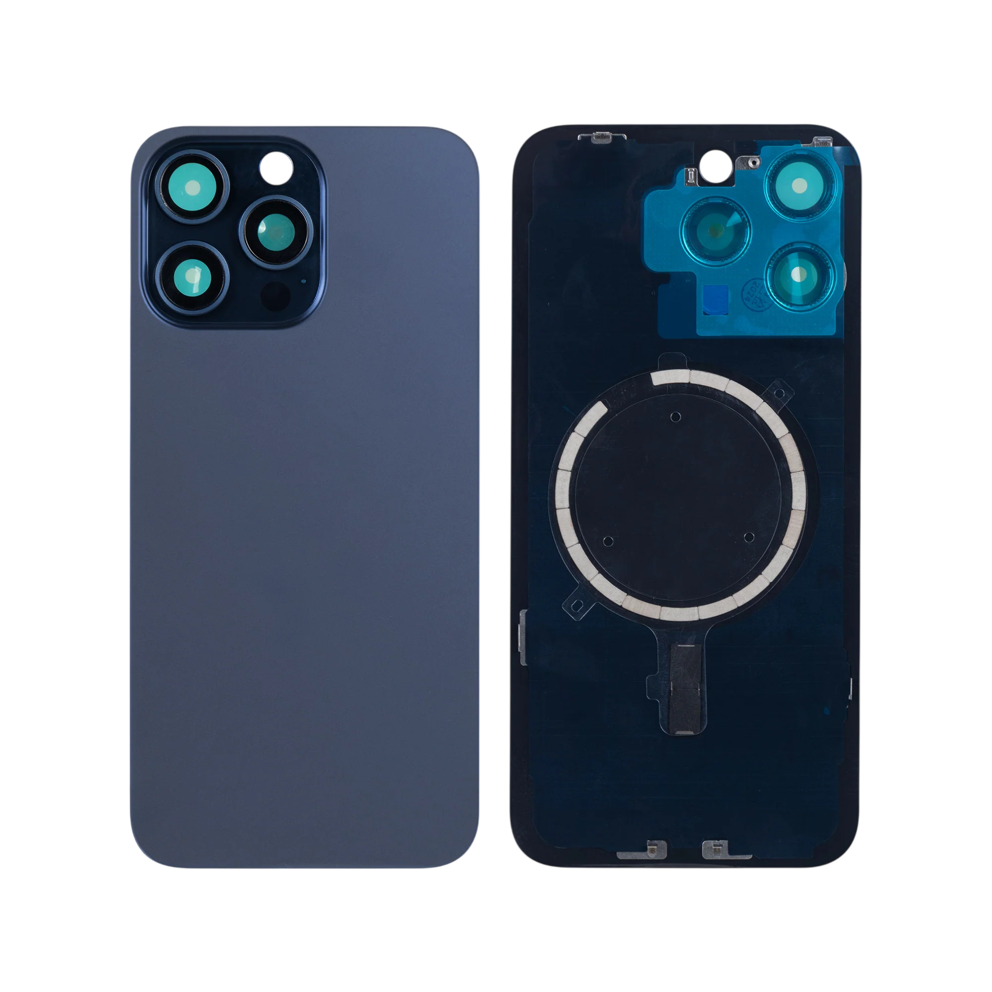 Apple iPhone 15 Pro Back Glass Without NFC, Enlarged Camera Frame Blue Titanium OEM