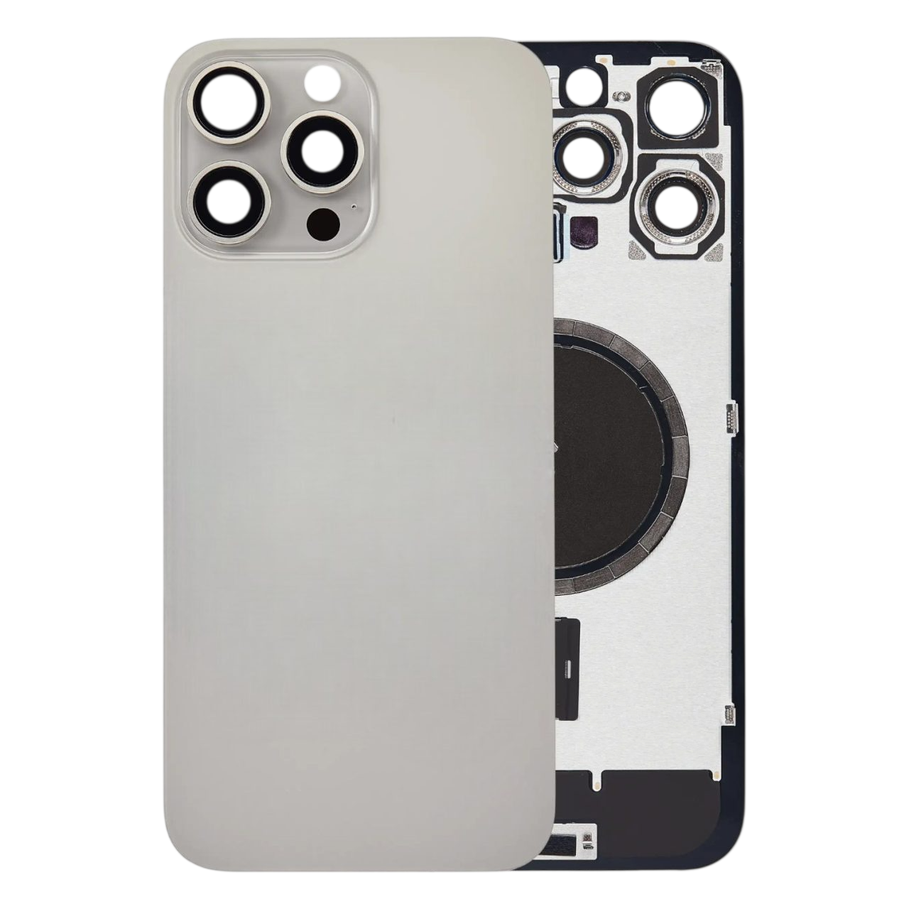 Apple iPhone 16 Pro Backcover Glass - With Camera Frame + Iron Plate + NFC Magnet - Natural OEM