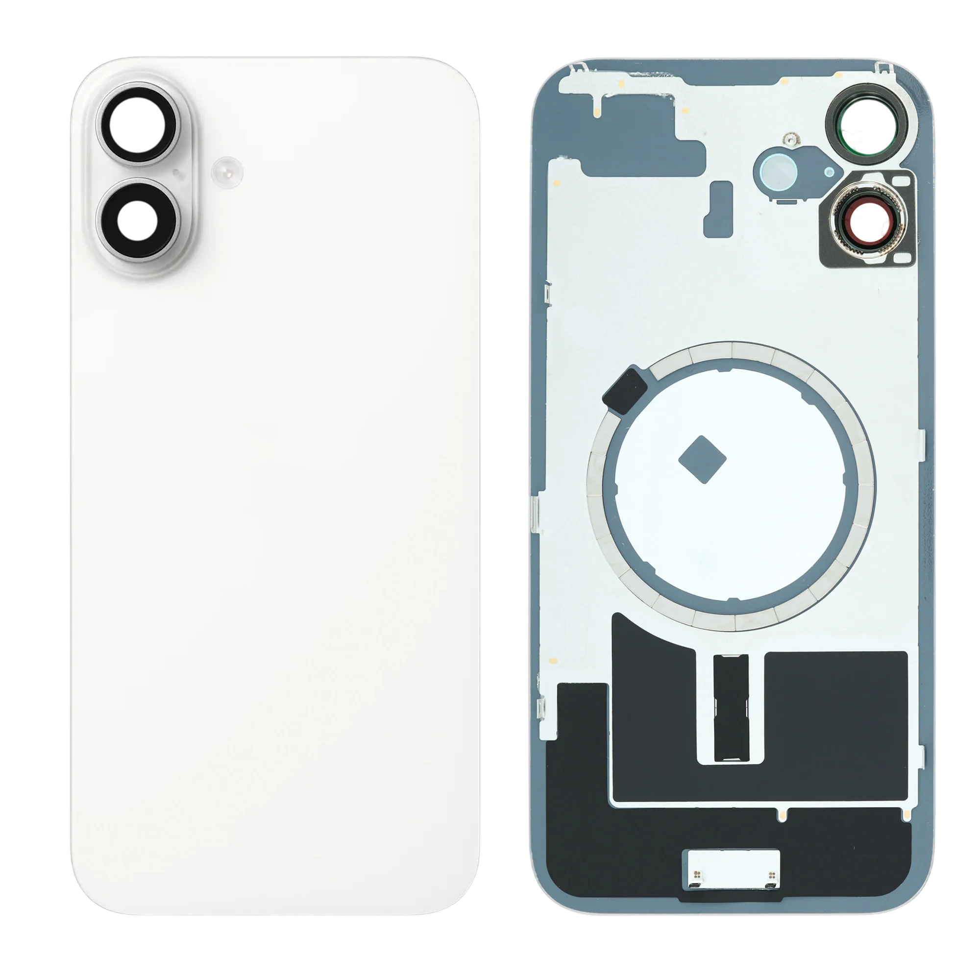 Apple iPhone 16 Plus Backcover Glass - With Camera Frame + Iron Plate + NFC Magnet - White OEM