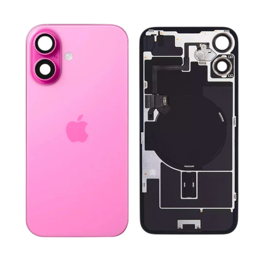 Apple iPhone 16 Plus Backcover Glass - With Camera Frame + Iron Plate + NFC Magnet - Pink OEM