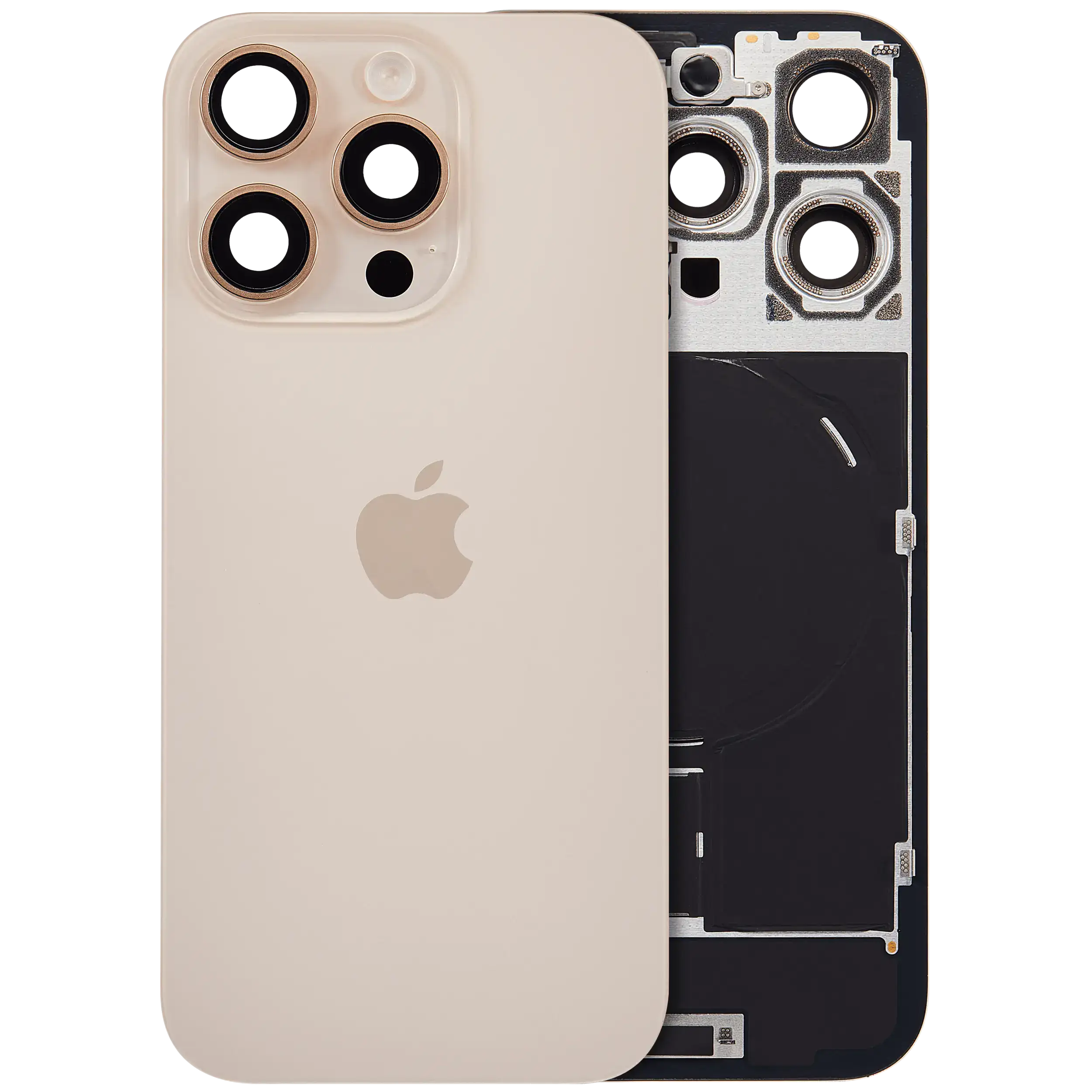 Apple iPhone 16 Pro Backcover Glass - With Camera Frame + Iron Plate + NFC Magnet - Gold OEM