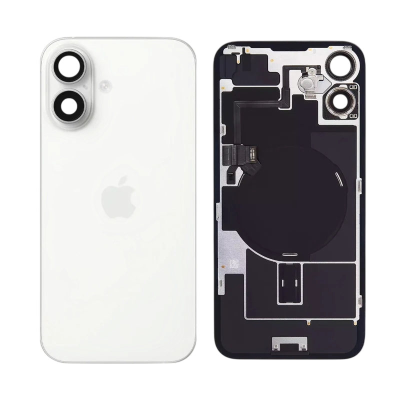 Apple iPhone 16 Backcover Glass - With Camera Frame + Iron Plate + NFC Magnet - White OEM