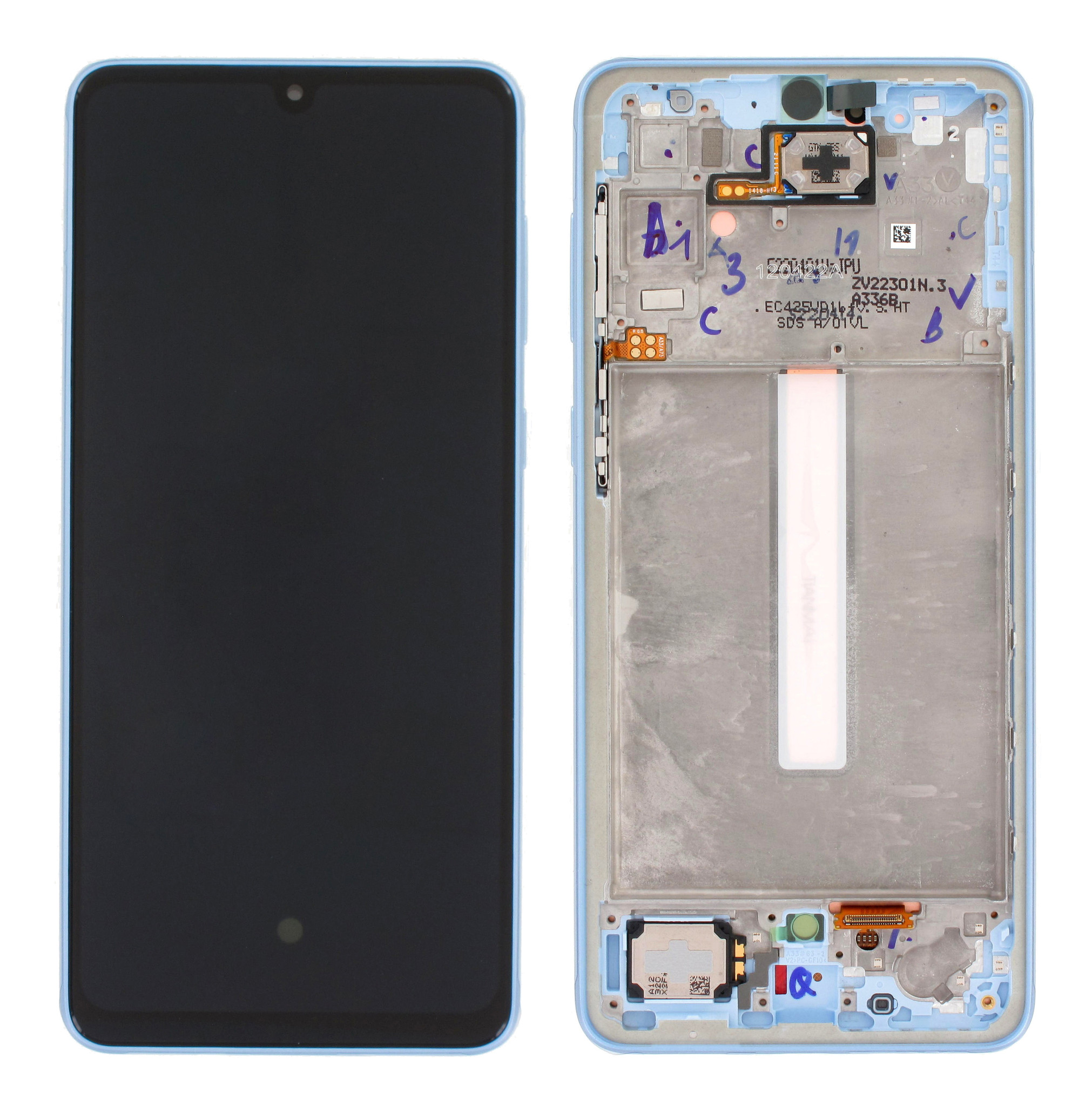 Samsung Galaxy A33 5G A336B Display And Digitizer With Frame Blue SERVICE PACK